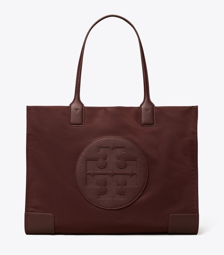 Tory Burch designer tote bags Ella Tote Bag in TEMPRANILLO angle