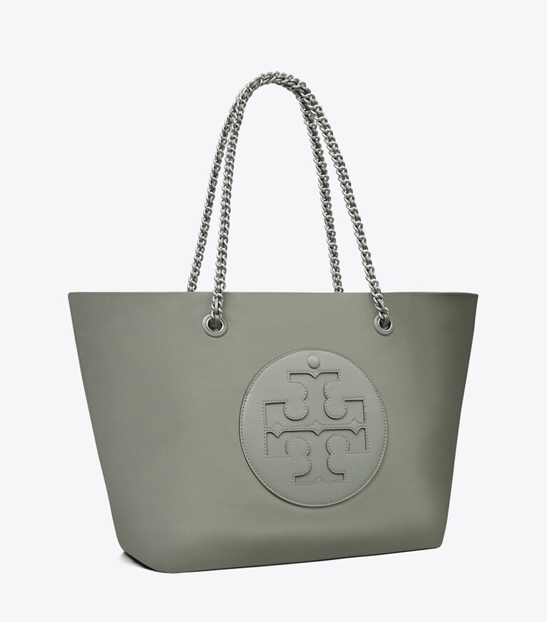 Tory Burch designer tote bags Ella Tote Bag mit Kette in Shale Rock angle