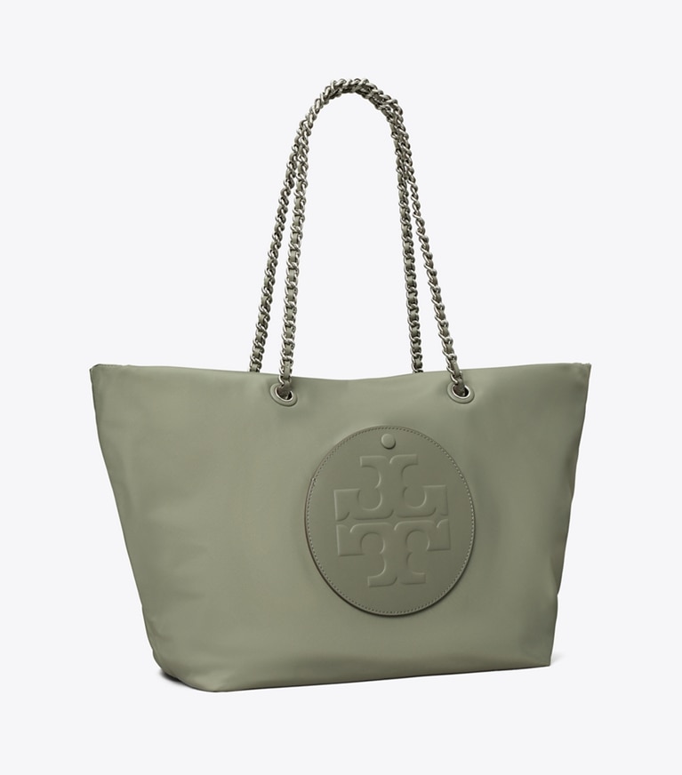 Tory Burch designer tote bags Ella Tote Bag mit Kette in Stone angle