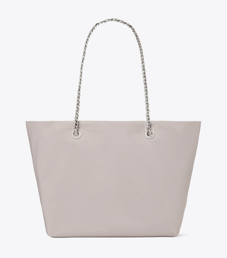 Tory Burch designer tote bags Ella Tote Bag mit Kette in Bay Gray angle