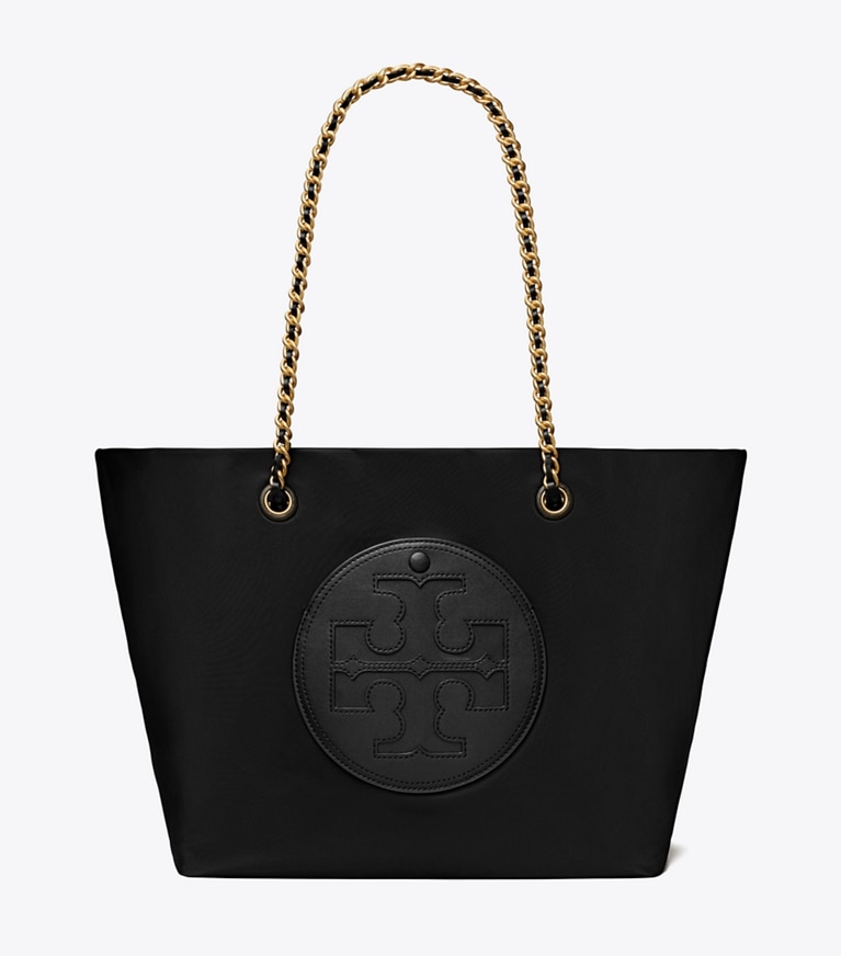 Tory Burch designer tote bags Ella Tote Bag mit Kette in Black angle