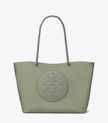 Tory Burch designer tote bags Ella Tote Bag mit Kette in Stone front