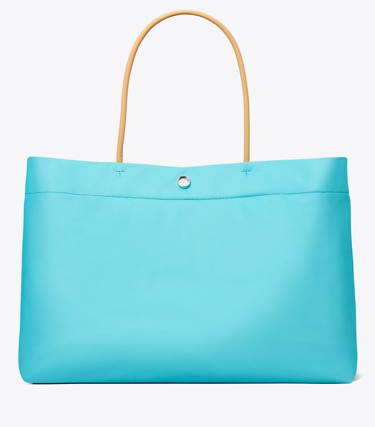 Tory Burch designer tote bags Ella Tote Bag mit Twist-Effekt in Soft Turquoise zurück