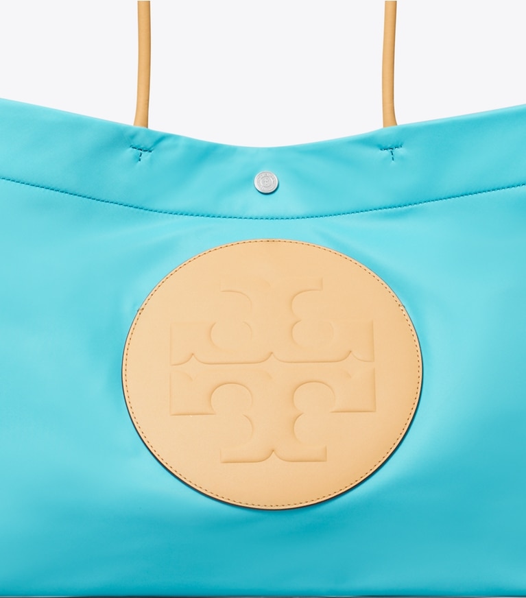 Tory Burch designer tote bags Ella Tote Bag mit Twist-Effekt in Soft Turquoise detail