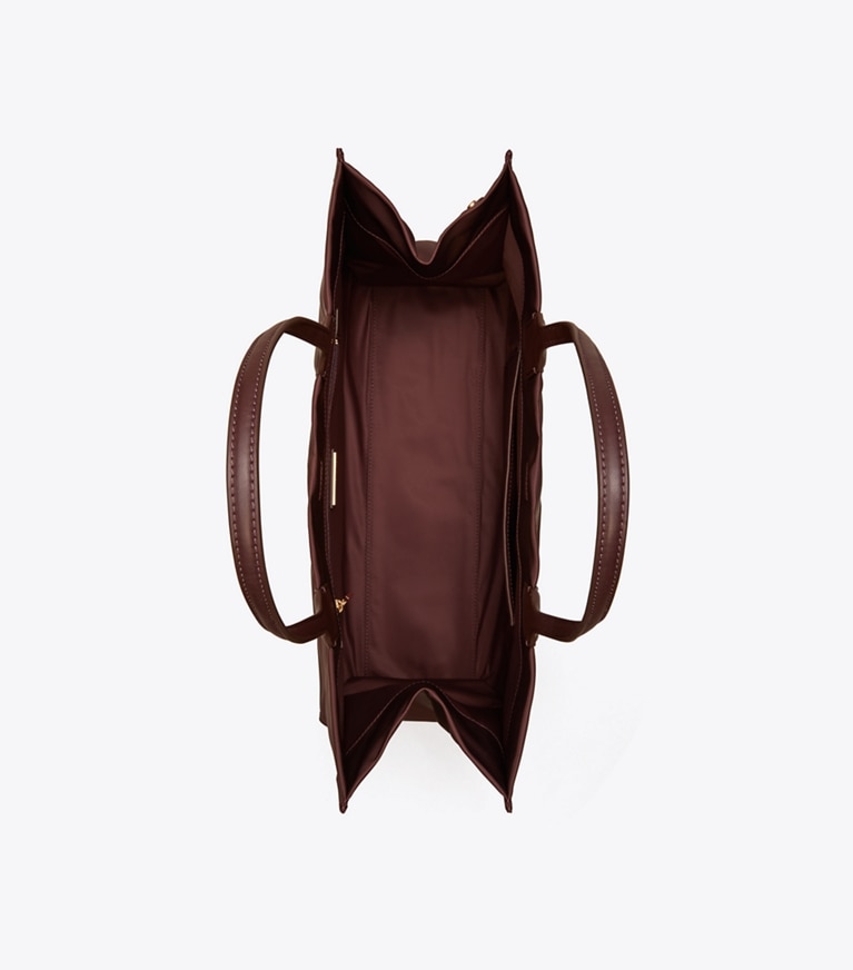 Tory Burch designer tote bags Ella Tote Bag in TEMPRANILLO angle