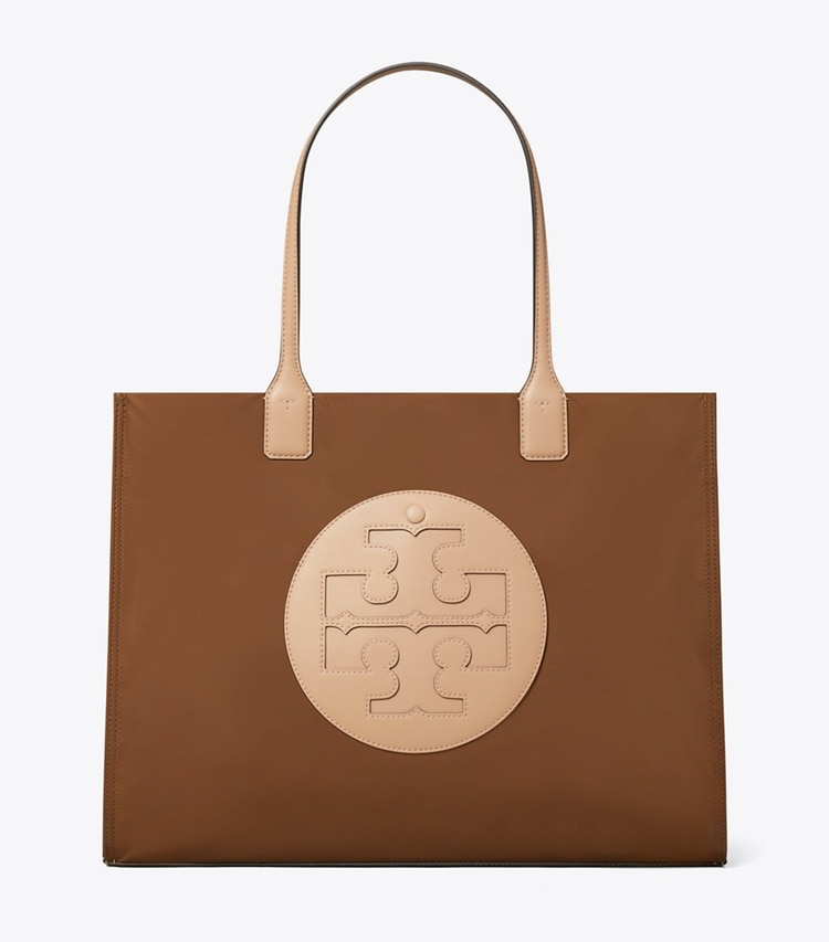 Tory Burch designer tote bags Ella Tote in Fresh Truffle front