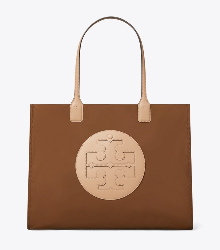 Tory Burch designer tote bags Ella Tote in Fresh Truffle angle
