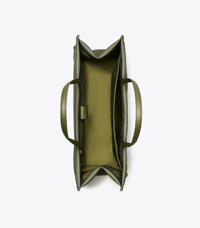 Tory Burch designer tote bags Ella Tote in Olive Green angle