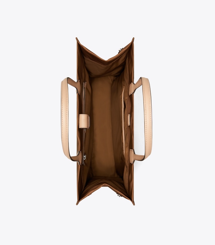 Tory Burch designer tote bags Ella Tote in Fresh Truffle overhead