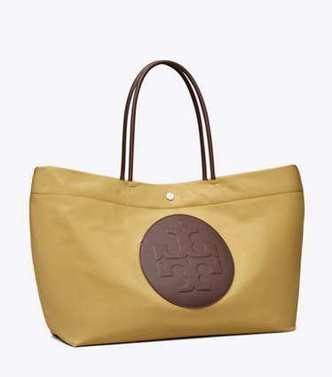 Tory Burch designer tote bags Ella Twist Reversible Tote in Wheat angle