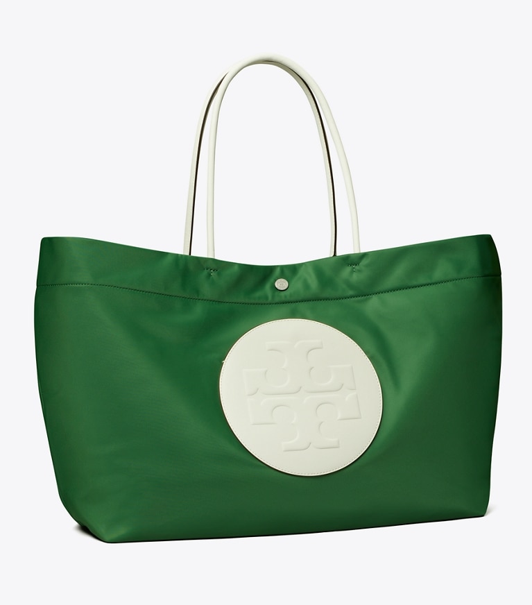 Tory Burch designer tote bags Ella Twist Reversible Tote in Basil angle