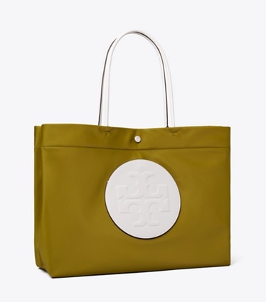 Tory Burch designer tote bags Ella Twist Reversible Tote in Moss angle