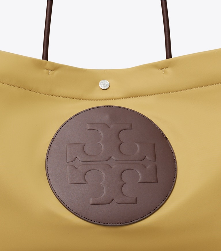 Tory Burch designer tote bags Ella Twist Reversible Tote in Wheat detail