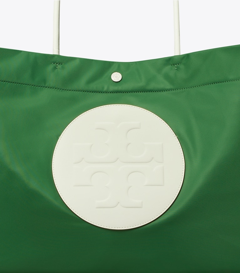 Tory Burch designer tote bags Ella Twist Reversible Tote in Basil detail