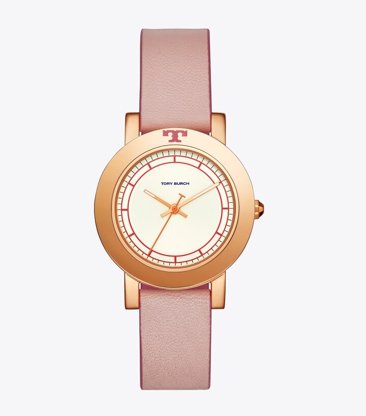 Ellsworth Watch, Pink Leather/Rose Gold, 36 MM: Women's Watches | Strap  Watches | Tory Burch EU