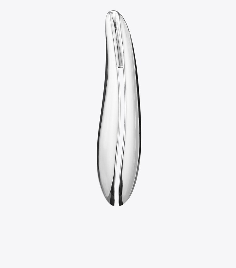 Tory Burch designer earrings Elongated Wave Earring in Light Silver detail