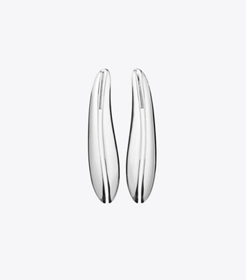 Tory Burch designer earrings Elongated Wave Earring in Light Silver front