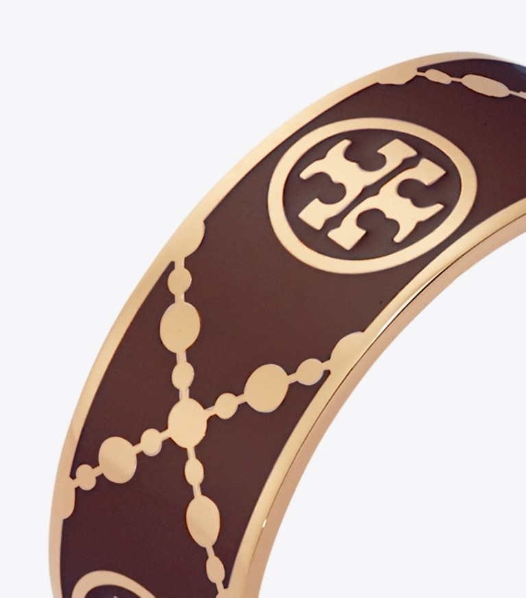Tory Burch designer ringe Emaille-Ring mit T-Monogramm in Rose Gold / Burgundy angle