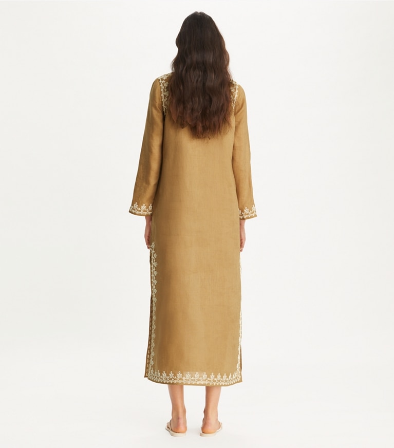 Tory Burch designer coverups Embellished Caftan in Warm Nutmeg front