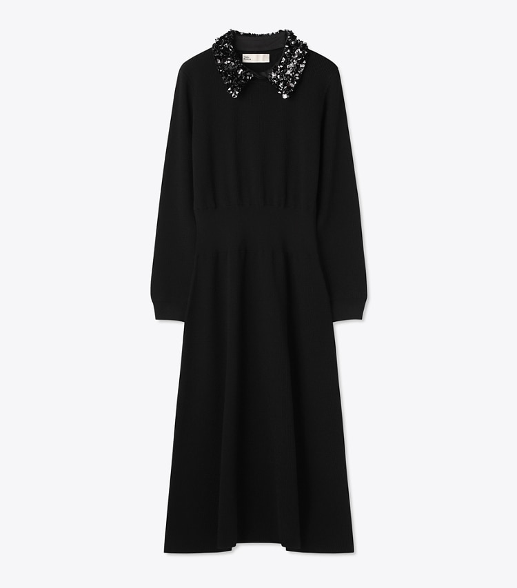 Tory Burch designer ワンピース エンベリッシュ カラー ドレス in Black front