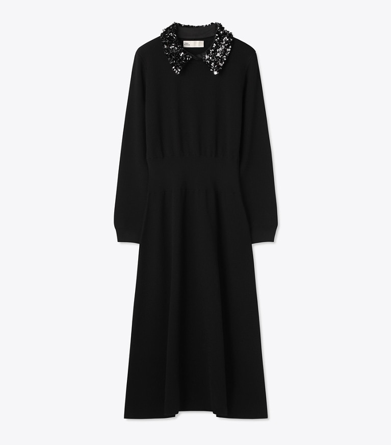 Tory Burch designer ワンピース エンベリッシュ カラー ドレス in Black front