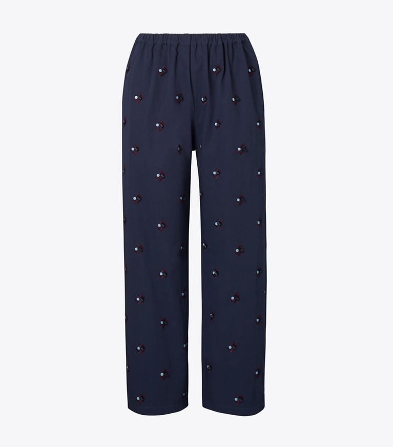 Tory Burch designer coverups Embellished Cotton Pant in Medium Navy front