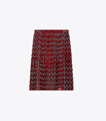 Tory Burch designer bottoms Embellished Jersey Skirt in Coal Gray front