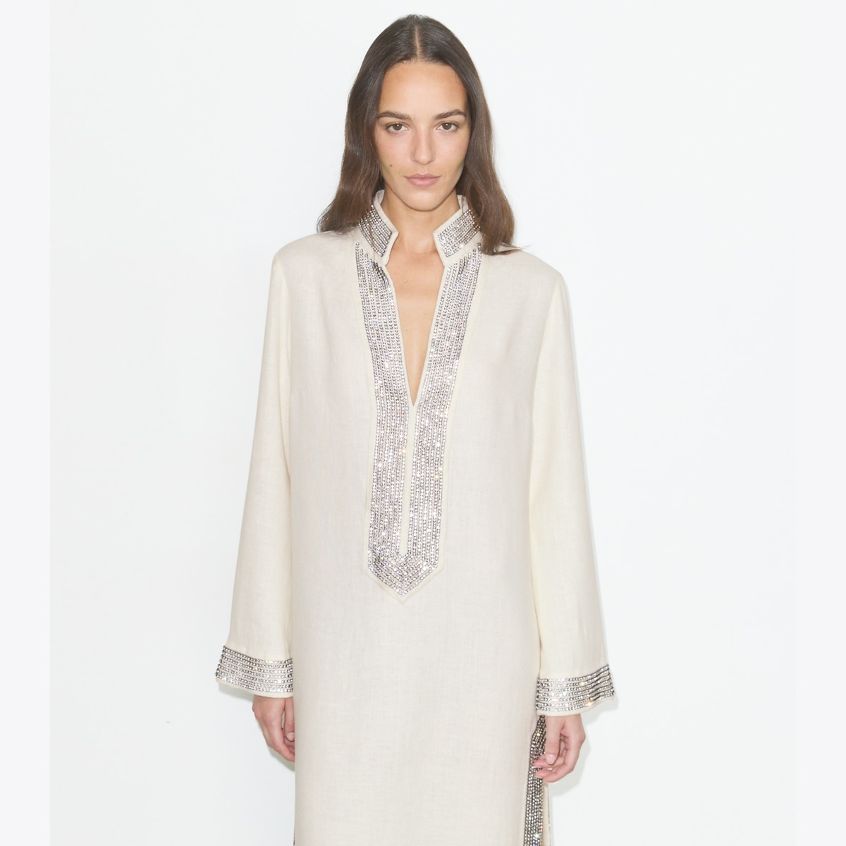 EMBELLISHED LINEN CAFTAN - thumbnail 5