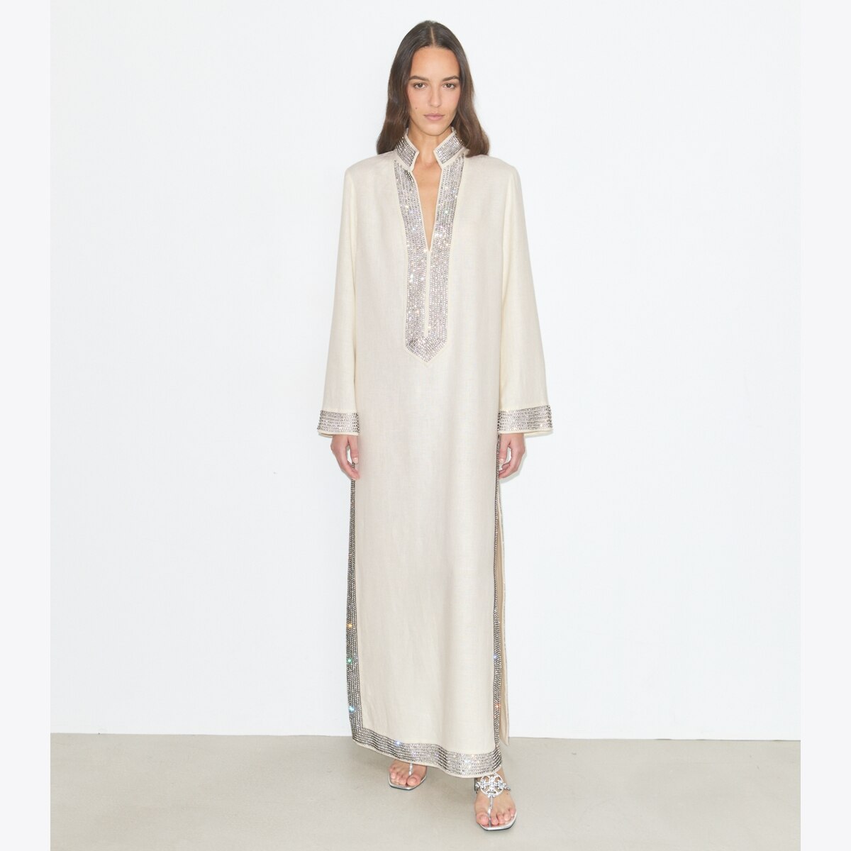 EMBELLISHED LINEN CAFTAN - thumbnail 2
