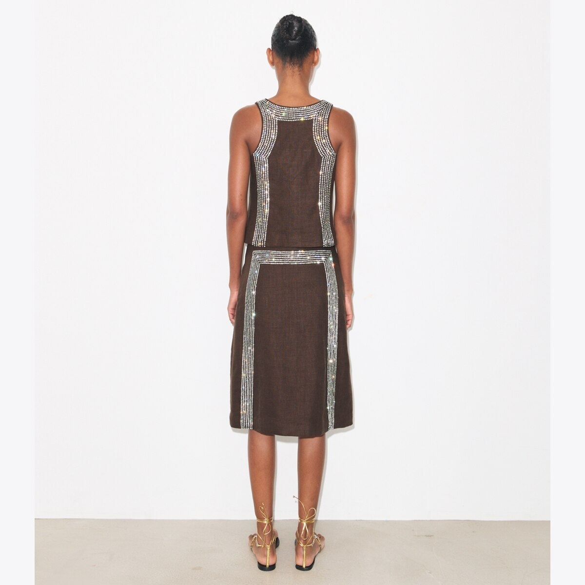 EMBELLISHED LINEN SKIRT - thumbnail 3