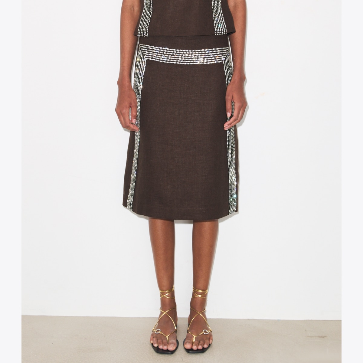 Embellished Linen Skirt