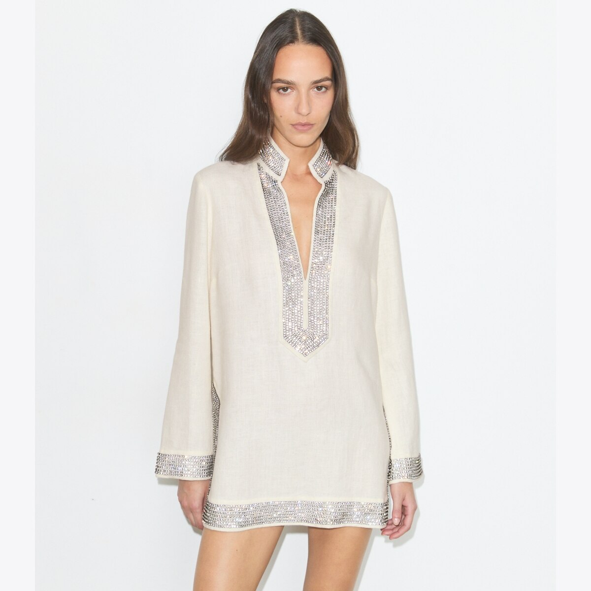 EMBELLISHED LINEN TUNIC - thumbnail 2