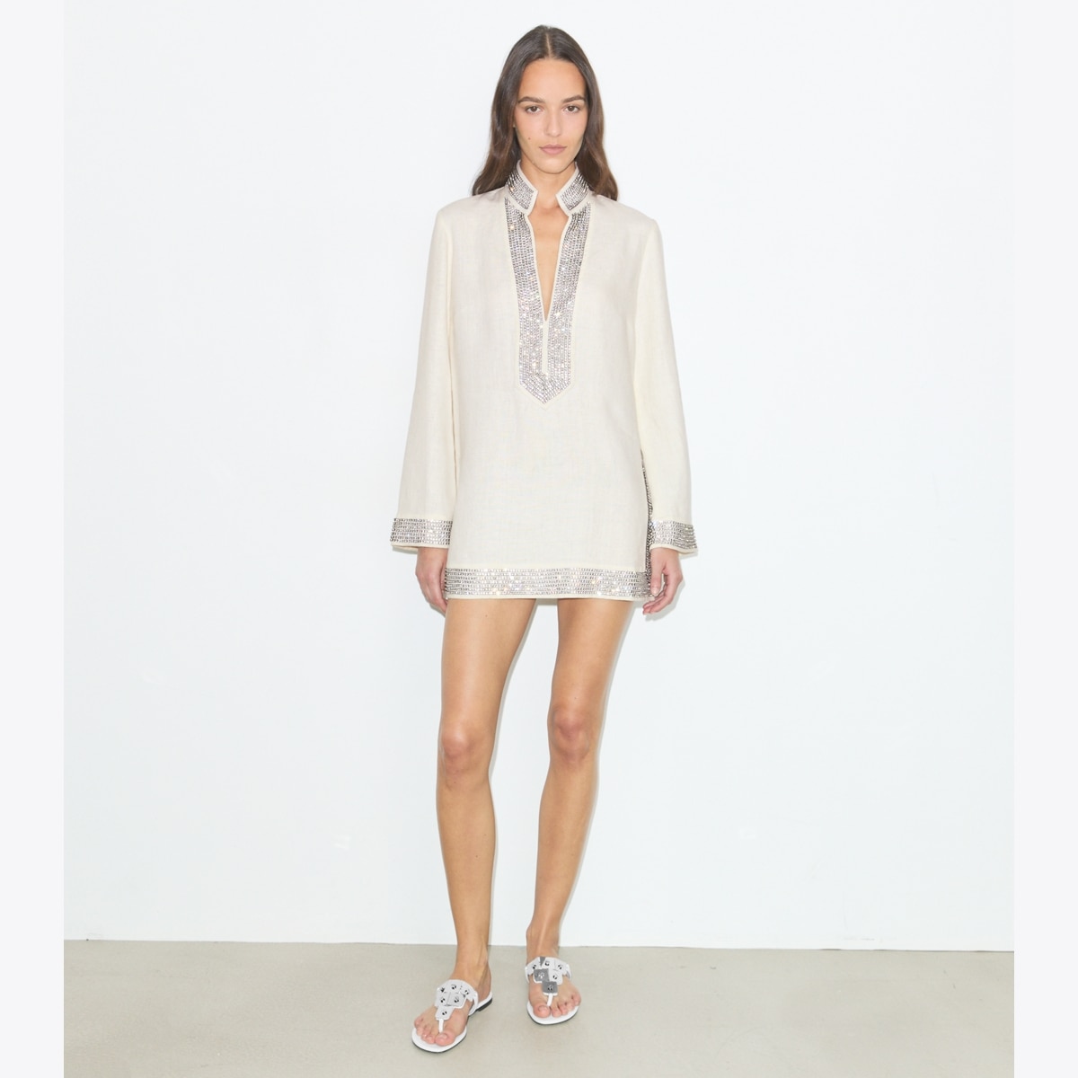 EMBELLISHED LINEN TUNIC - thumbnail 3
