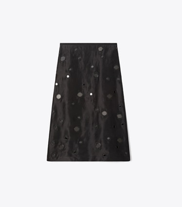 Tory Burch designer bottoms Embellished Mirror Skirt in Black front