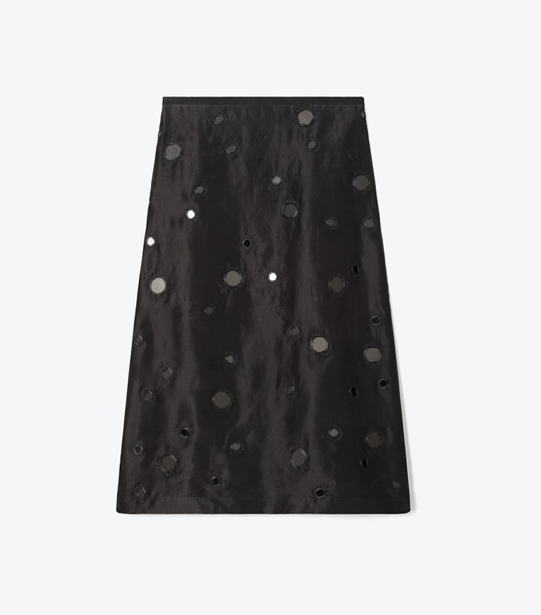 Tory Burch designer bottoms Embellished Mirror Skirt in Black front