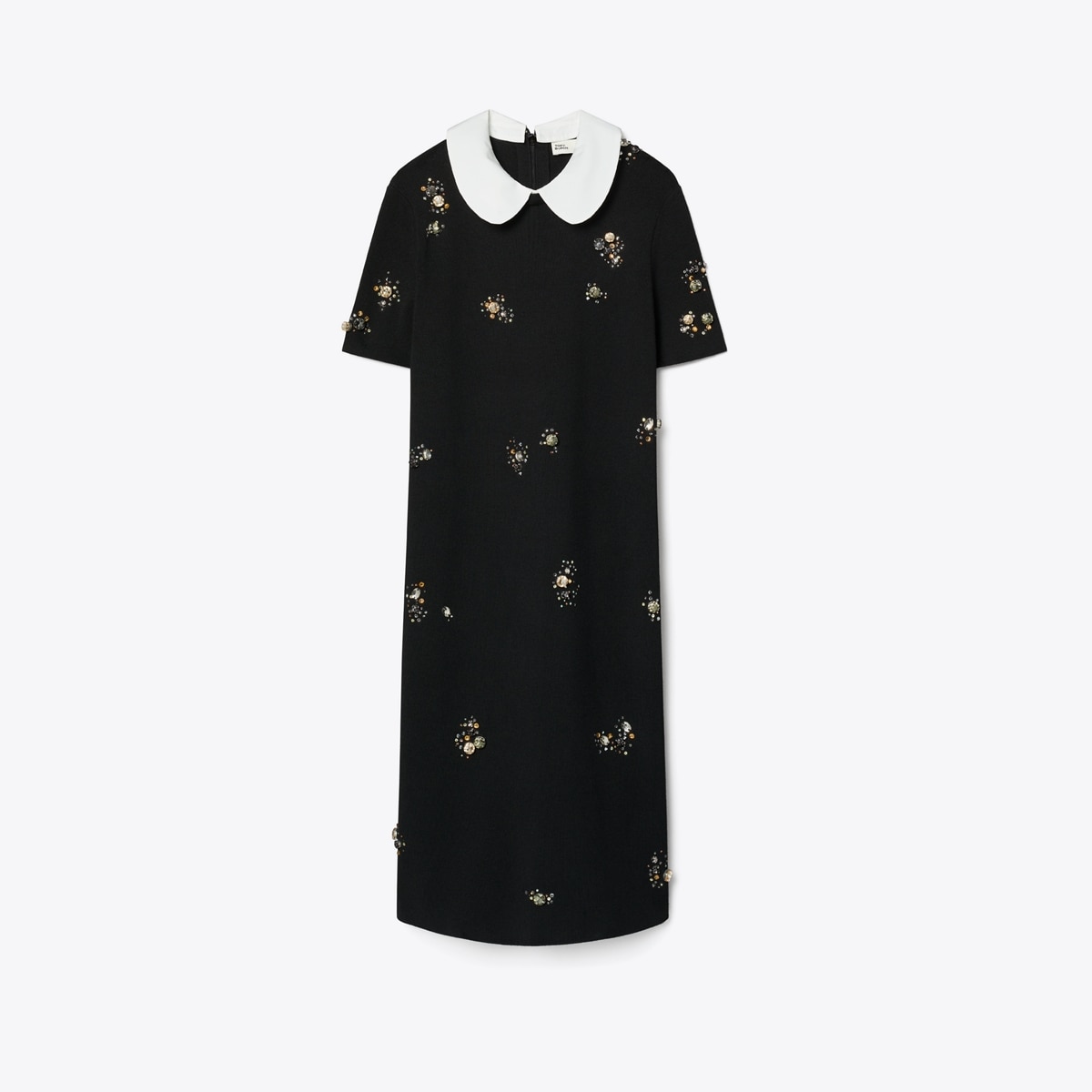 Tory Burch Sabina Contrast Collar Knit Dress - on sale Medium - Black/White