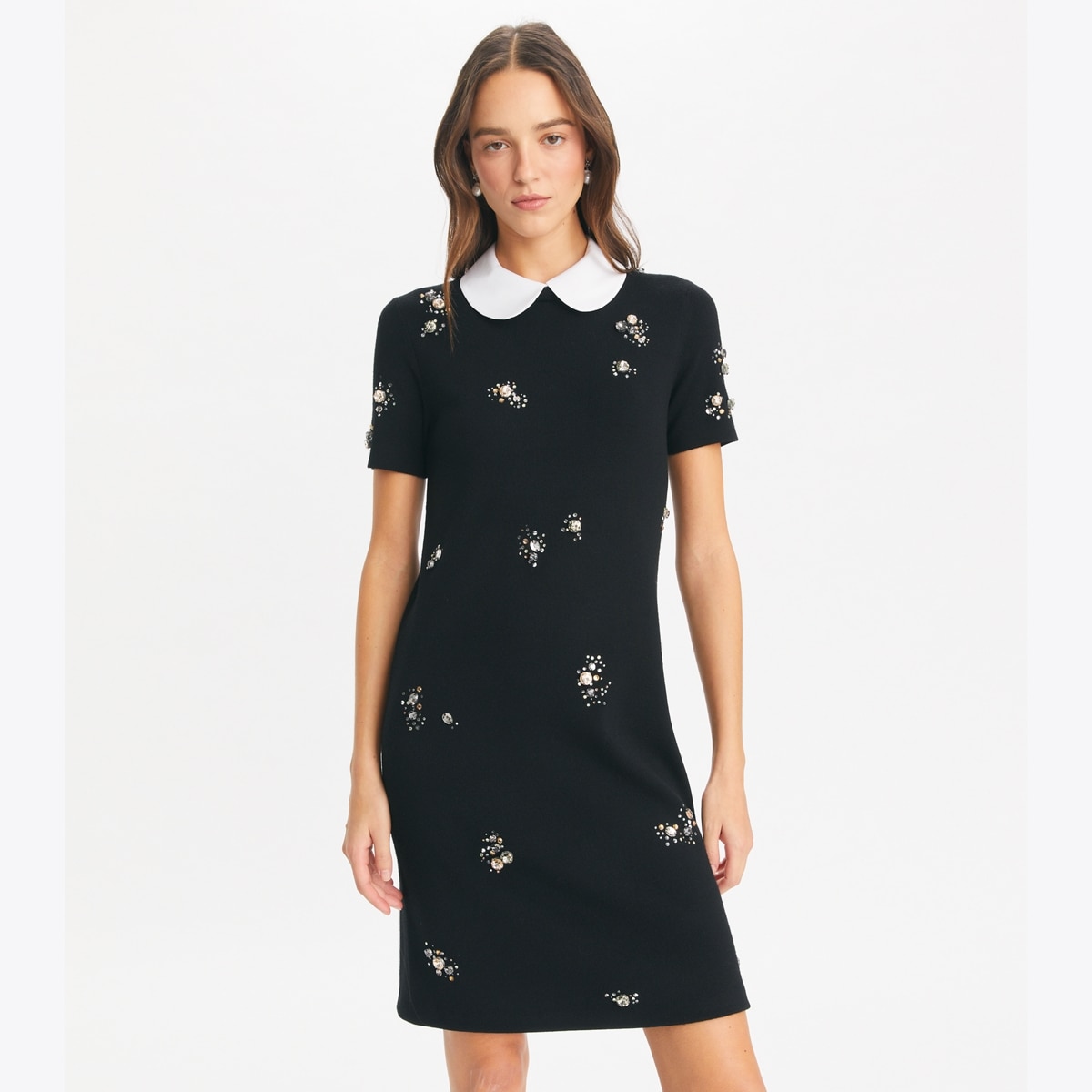 TORY BURCH｜DRESSES (EMBELLISHED POPLIN COLLAR SWEATER D embellished-poplin-collar-