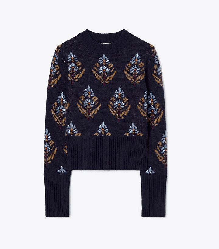 Embellished Printed Sweater: Women's Designer Sweaters | Tory Burch