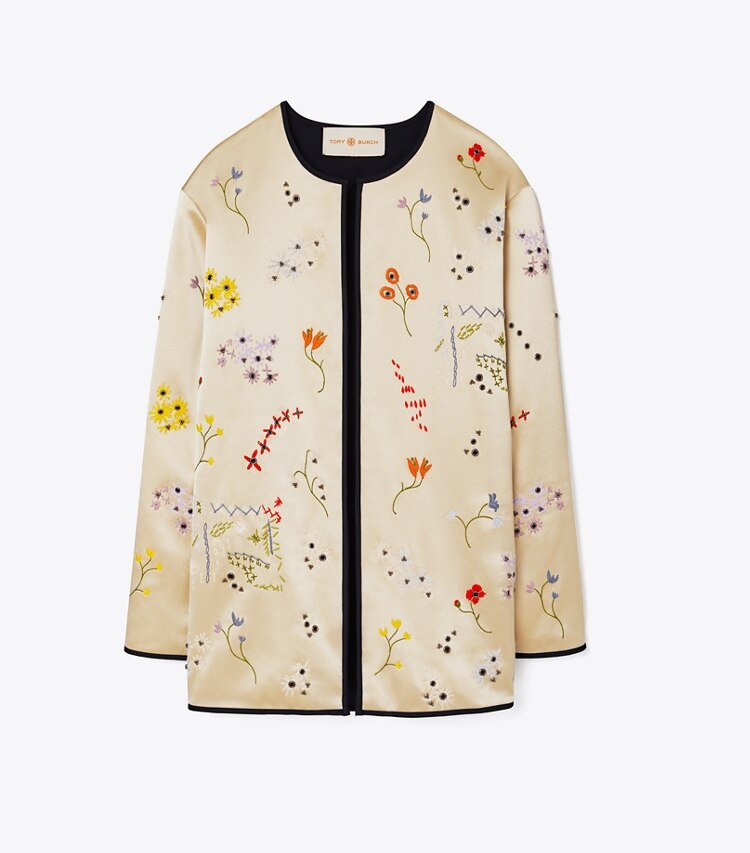 Embellished Quilted Satin Jacket: Women's Designer Jackets | Tory Burch