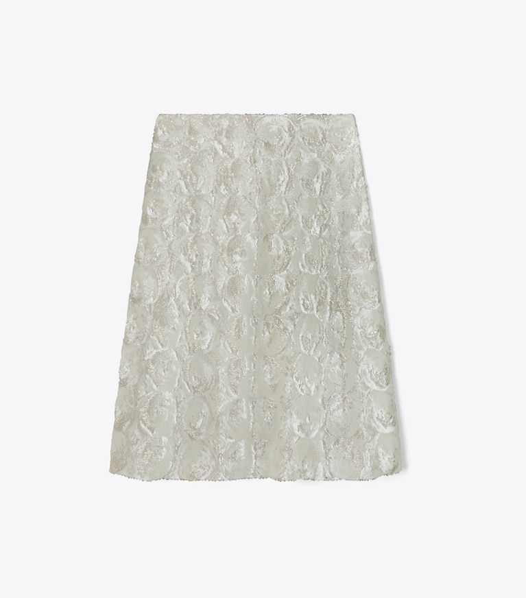 Tory Burch designer bottoms Embellished Sequins Skirt in Marshmallow front