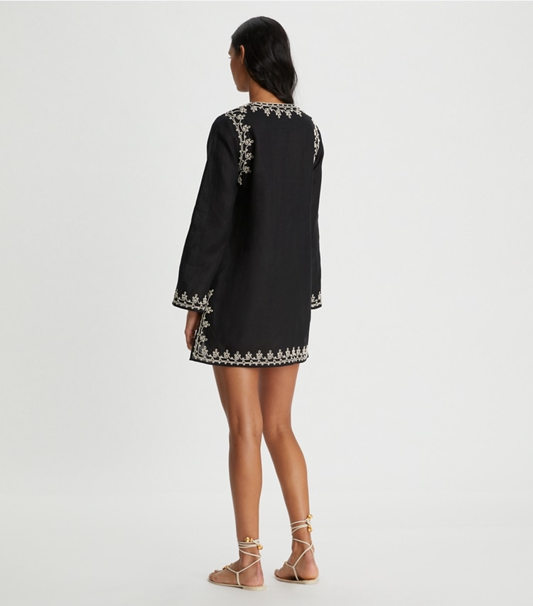 Tory Burch designer coverups Embellished Short Caftan in Black on model back