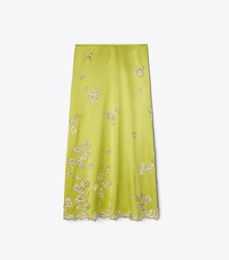 Embellished Silk Skirt by Tory Burch