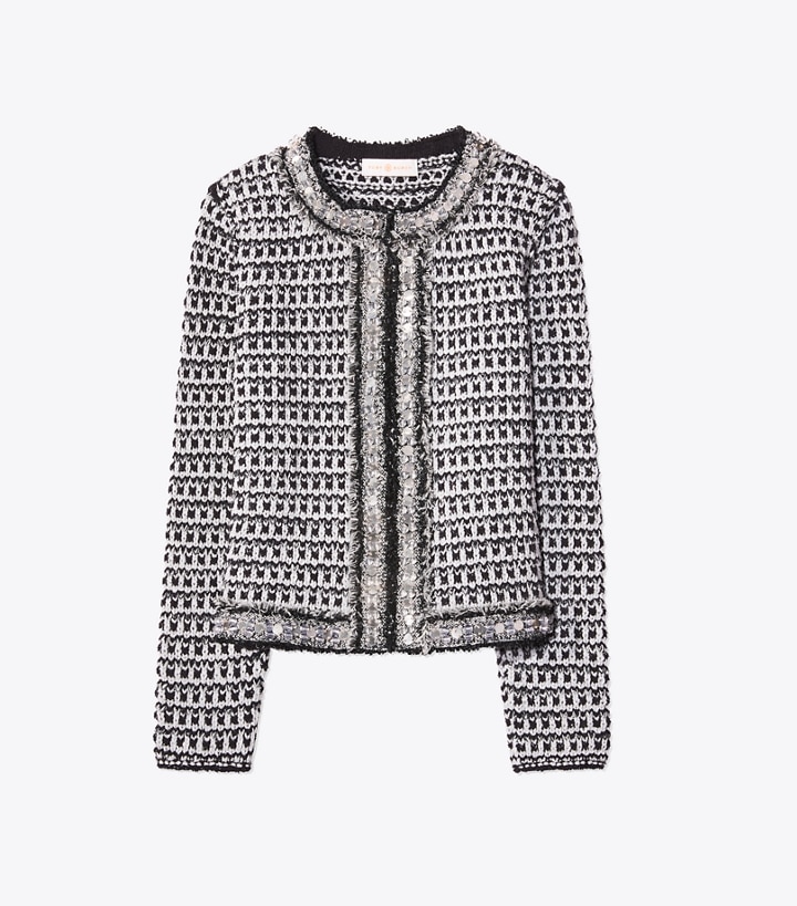 Embellished Tweed Cardigan: Women's Clothing | Sweaters | Tory Burch EU