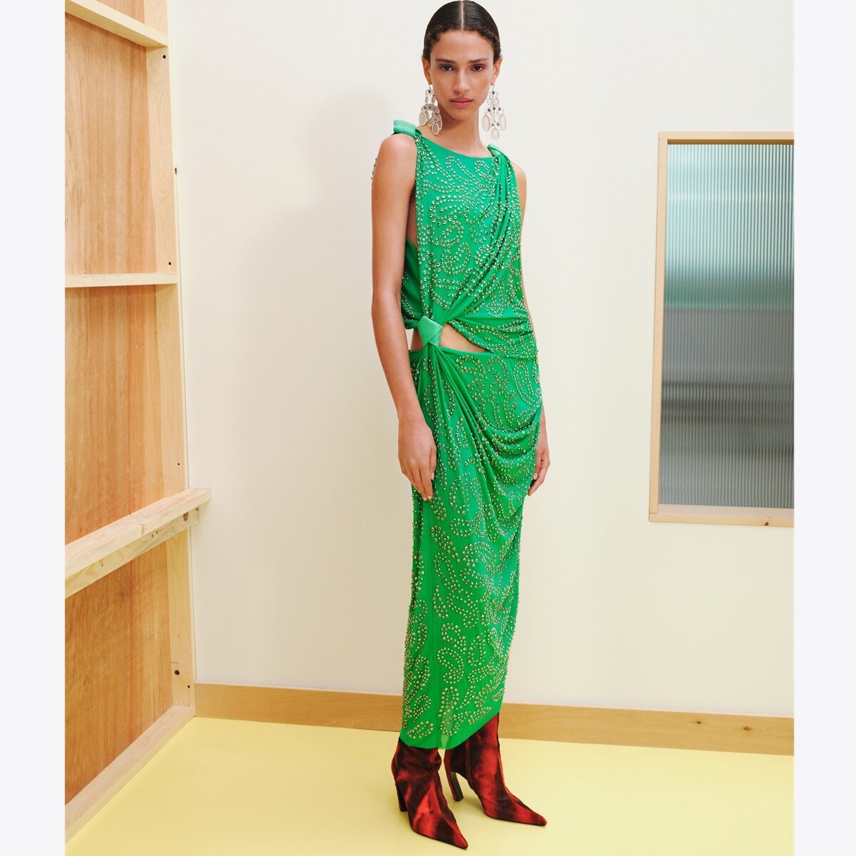 Embellished Viscose Knot Dress: Women's Designer Dresses Embellished Viscose Knot Dress: Women's Designer Dresses