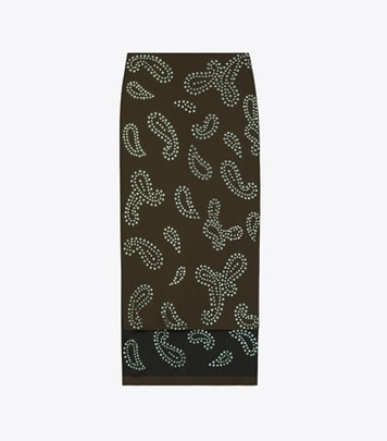 Tory Burch designer bottoms Embellished Viscose Skirt in Chocolate front