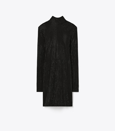 Quickshop Embellished Viscose Turtleneck Dress