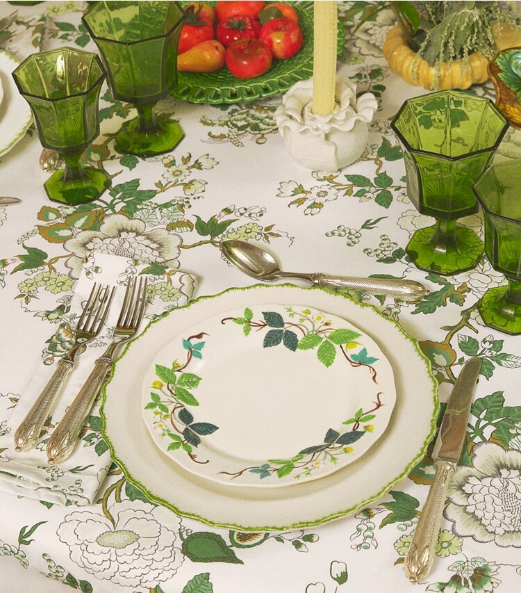 Tory Burch designer tabletop & drinkware Embossed Flower Salad Plate, Set of 4 in Green editorial