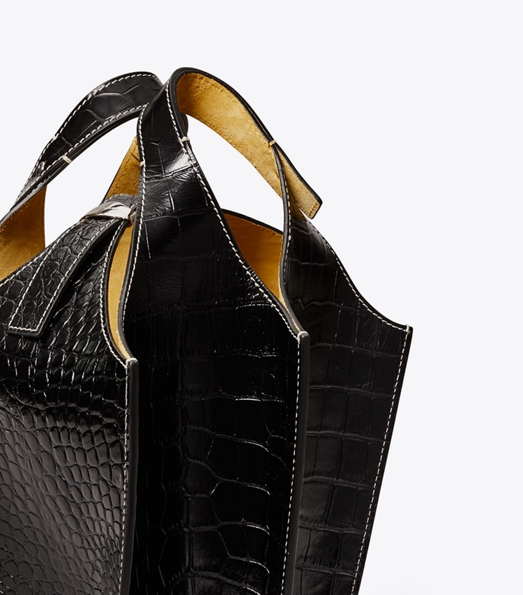 Tory Burch designer crossbody bags Embossed Lampshade Bag in Black detail