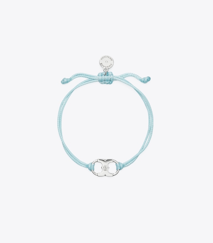 Tory Burch designer armbänder Embrace Ambition Armband in Tory Silver / Light Blue front