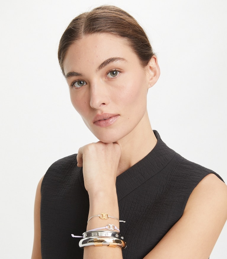 Tory Burch designer bracelets Embrace Ambition Bracelet in Tory Gold / Green front